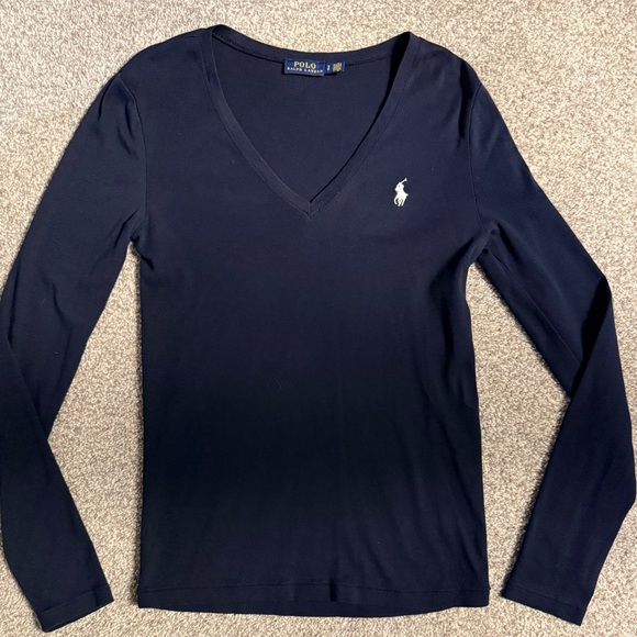 Ralph Lauren Tops - Ralph Lauren Women's Navy Long Sleeve V-Neck Tee